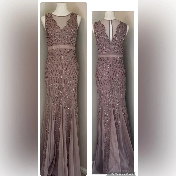 Aidan Mattox sequin gown wedding formal prom homecoming cocktail party girly - Picture 1 of 7